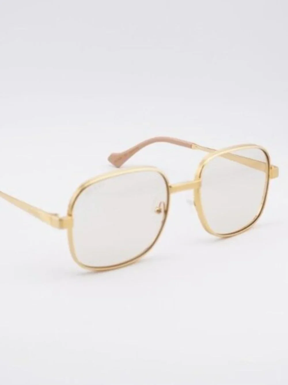 Gucci GG0788S 001 Sunglasses Gold Square Frame, Yellow Lenses